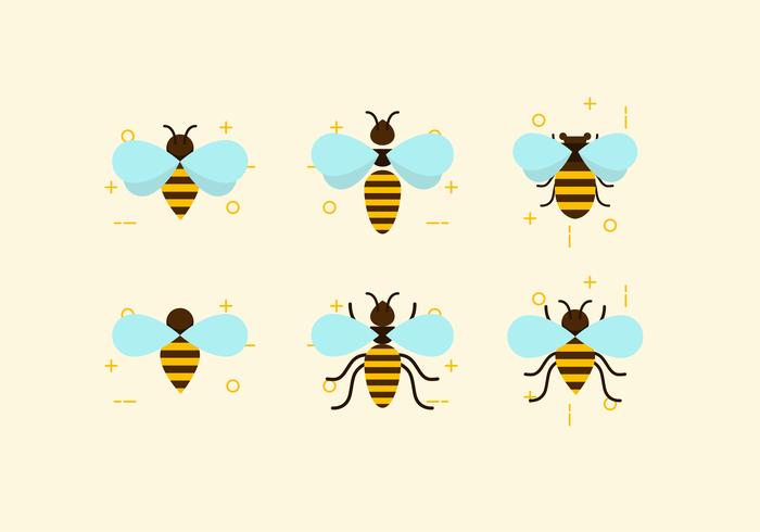 700x490 Flat Six Bees Vectors