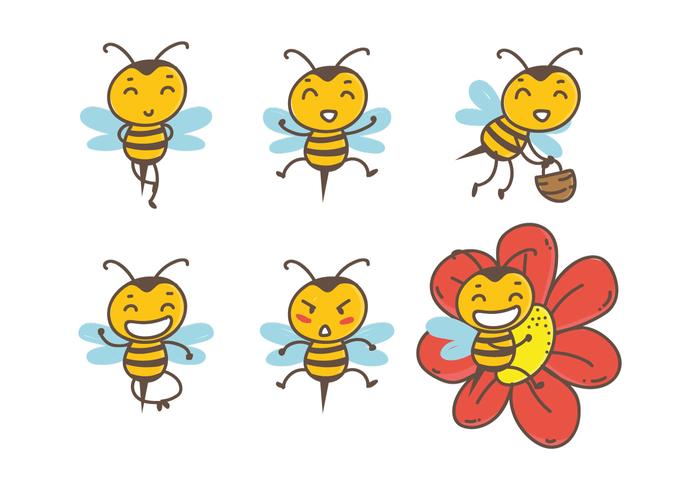 700x490 Hand Drawn Cute Bee Vectors