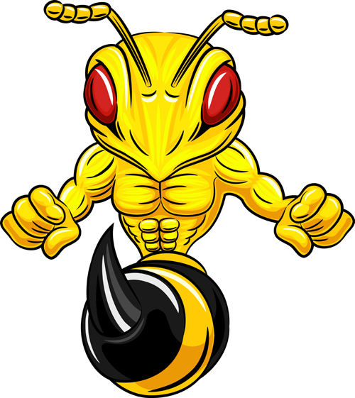 500x561 Cartoon Angry Bee Vector Illustration 02 Free Download