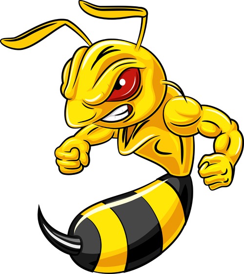 500x561 Cartoon Angry Bee Vector Illustration 01 Download My Free