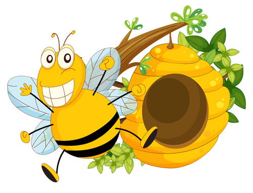 500x382 Cartoon Bee And Beehive Vector Material 07 Free Download