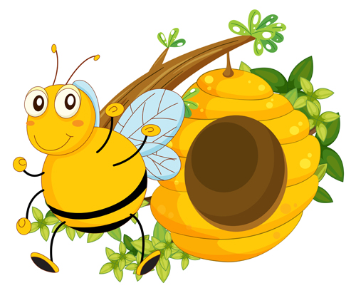 500x418 Cartoon Bee And Beehive Vector Material 13 Free Download