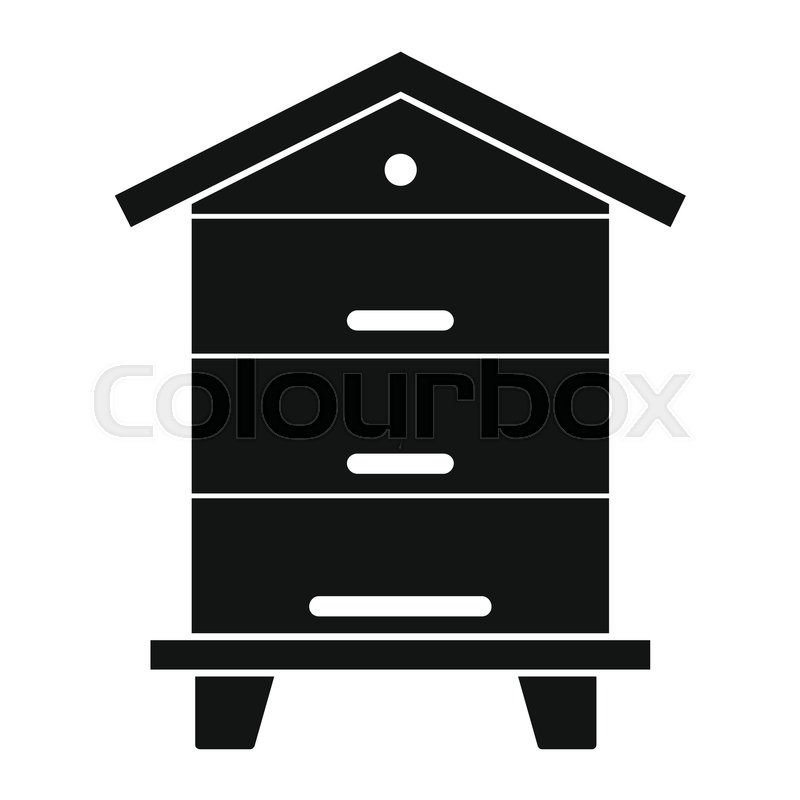 800x800 Wooden Beehive Icon In Black Simple Silhouette Style Vector