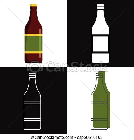 450x470 Beer Bottles Vector Isolated On White Background. Mock Up Of Beer