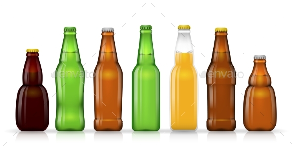 590x295 Different Shapes And Sizes Of Beer Bottles Vector By Neyro2008
