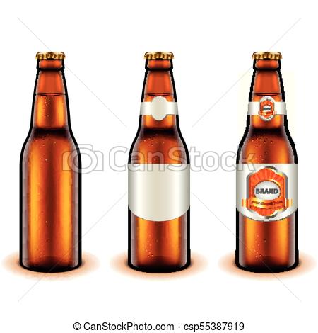 450x470 Light Beer Bottle Design 3d Realistic Vector. Light Beer Bottle