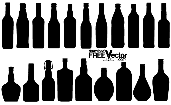 600x370 Free Vector Bottle Silhouettes 123freevectors