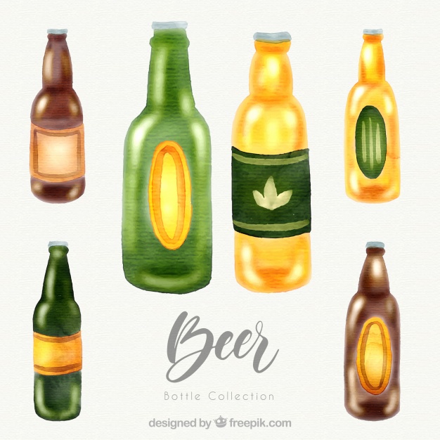 626x626 Watercolor Beer Bottle Collection Vector Free Download