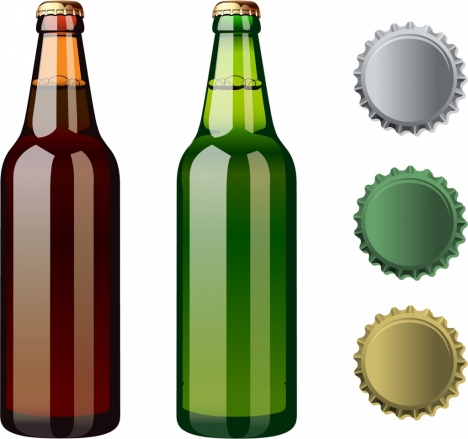 468x439 Beer Bottles Lid Icons Shiny Colored Design Vectors Stock In