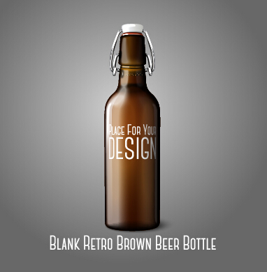 382x390 Blank Retro Brown Beer Bottle Vector