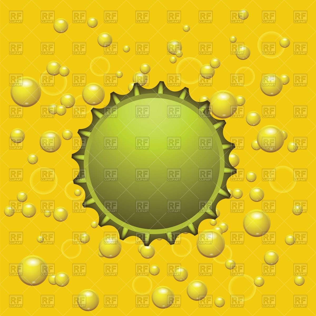 1200x1200 Beer Cap On Yellow Background With Bubbles Vector Image Vector