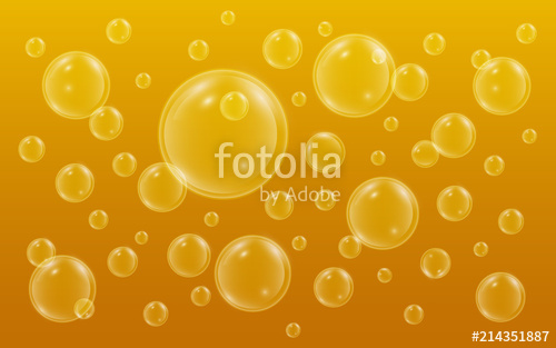 500x313 Realistic Bubbles With Reflection On Yellow Background. Beer