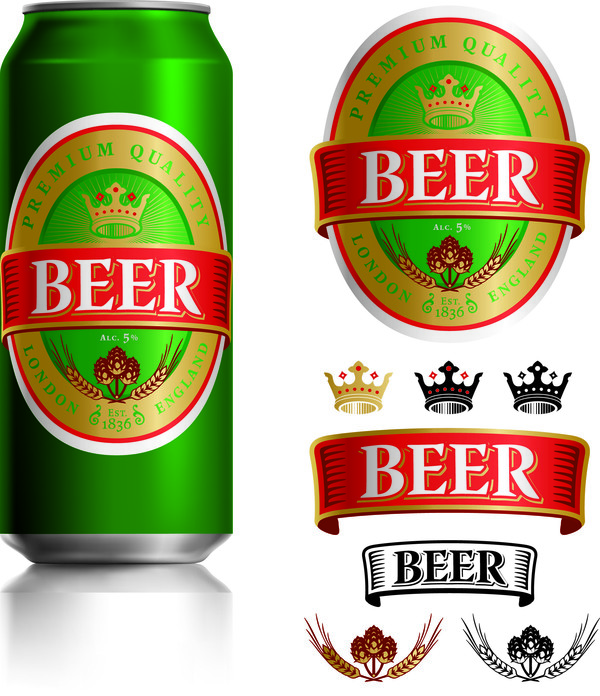 600x696 Beer Cans With Beer Labels Vector Free Download