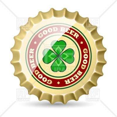 400x400 Shiny Metal Beer Cap With Clover Vector Image Vector Artwork Of