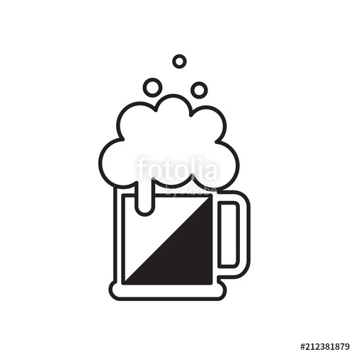 500x500 Beer Mug With Foam. Vector Black Beer Icon. Symbol Template Logo