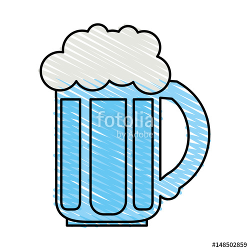 500x500 Color Crayon Stripe Image Blue Beer Jar Glass With Foam Vector