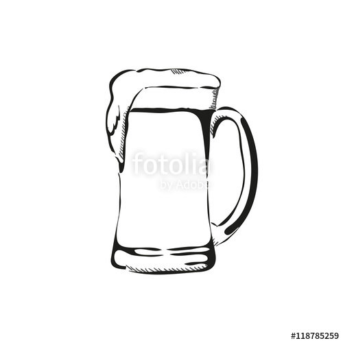 500x500 Outline Hand Drawn Beer Mug Vector Illustration Stock Image And
