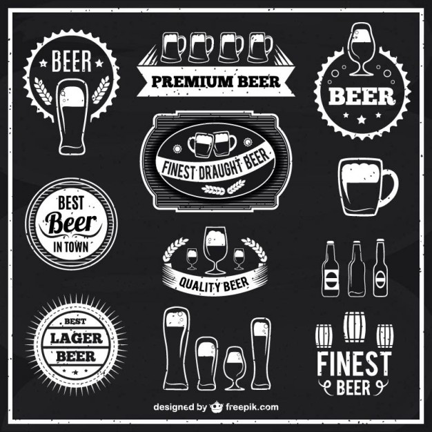 626x626 Black And White Beer Labels Vector Free Download