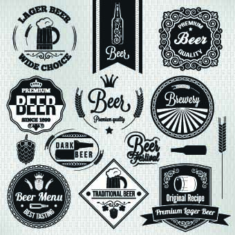 340x340 Black And White Beer Labels Vector Free Download