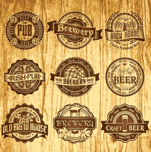492x493 Brown Retro Beer Labels Vector Design Stuff