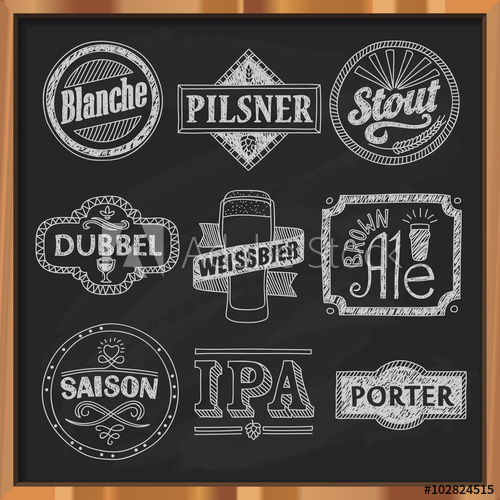 500x500 Hand Drawn Craft Beer Labels. Vector Illustration Of Various Beer