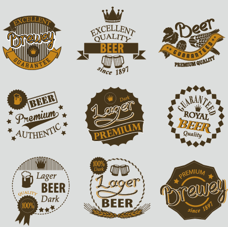461x457 Retro Beer Labels Vectors Set 03 Free Download