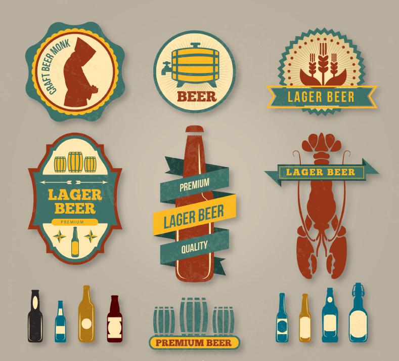789x713 9 Retro Beer Label Vector [Ai]