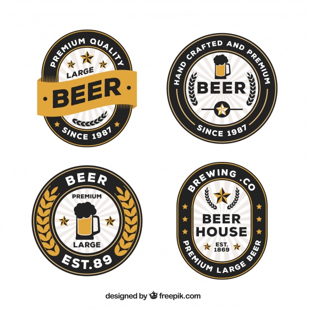 626x626 Set Of Four Premium Beer Labels Vector Free Download