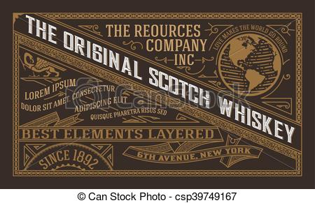 450x291 Vintage Label Design For Whiskey And Wine Label, Restaurant Banner