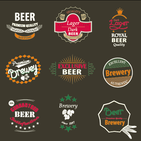 465x465 Vintage Royal Beer Labels With Badges Vector 02 Free Download