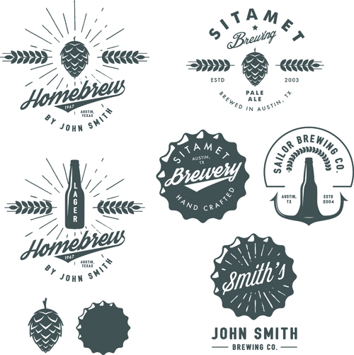 500x501 Retro Brewing Labels With Logos Vector 01 Free Download