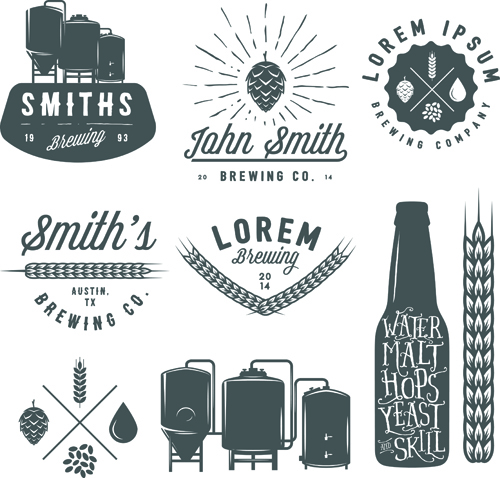 500x478 Retro Brewing Labels With Logos Vector 02 Free Download