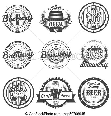 450x470 Vector Set Of Vintage Craft Beer Labels, Badges And Logos. Vector