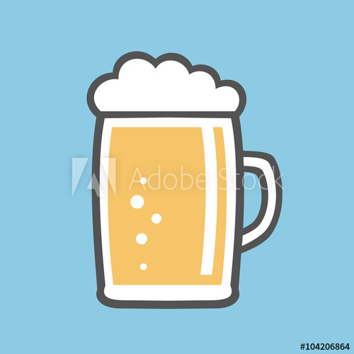 500x500 Beer Mug Vector Illustration On Blue Background.