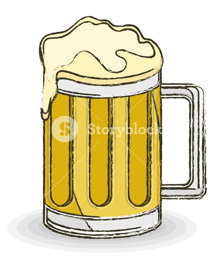 847x1000 Retro Beer Mug Vector Drawing Royalty Free Stock Image