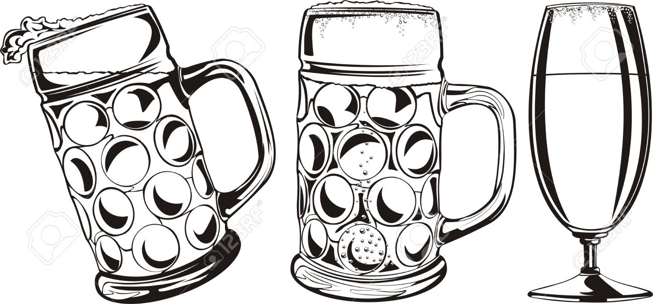 1300x605 Vector Beer Mug Clipart