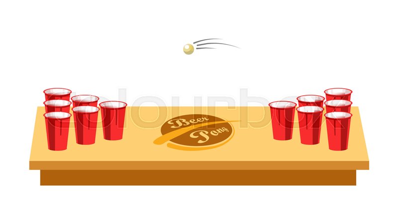 800x439 Beer Pong On Wooden Table With Red Plastic Cups And Small Ball