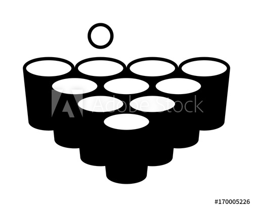 500x409 Beer Pong Or Beirut Drinking Game With Cups With Ball Flat Vector