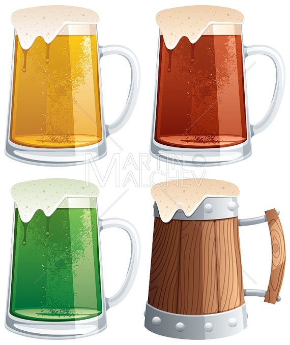 570x679 Beer Mugs Vector Cartoon Clipart Illustration. Mug Glass