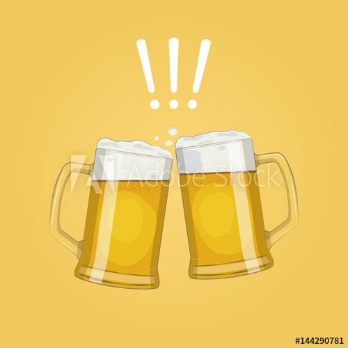 500x500 Two Glass Beer Mugs. Cheers.oktoberfest. Vector Illustration