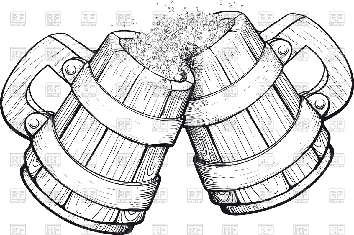 1200x797 Two Old Wooden Beer Mugs Vector Image Vector Artwork Of Food And