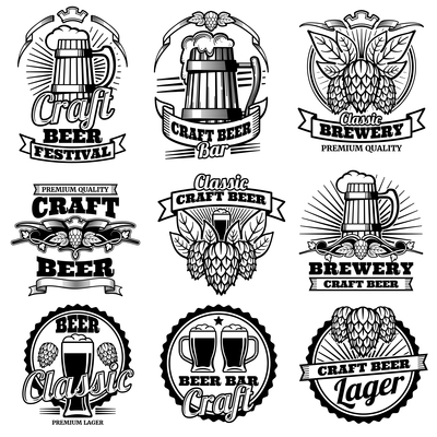 400x400 Vintage Beer Drink Bar Labels Retro Vector Illustration 19494