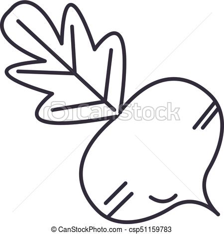 450x470 Beet Vector Line Icon, Sign, Illustration On Background, Editable