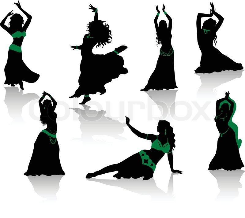 800x713 Belly Dance. Silhouettes Of Beauty Dancers. Stock Vector Colourbox