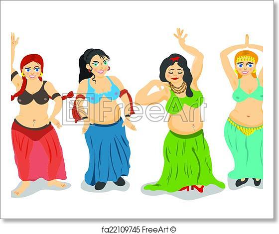 560x470 Free Art Print Of Belly Dancers Vector. Four Different Cartoon
