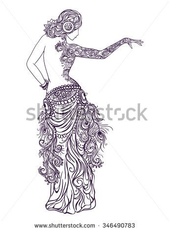 346x470 Ornament Beautiful Card With Girl Belly Dance. Mehenidi Element
