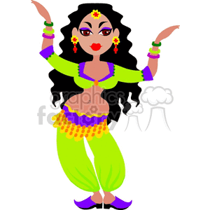 300x300 Royalty Free A Woman With Long Black Hair And A Lime Green Costume