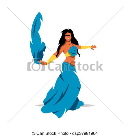 450x470 Vector Belly Dance Girl In Traditional Dress Cartoon Illustration