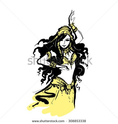 450x470 Oriental Belly Dancing, Vector Illustration Arab Dancer,