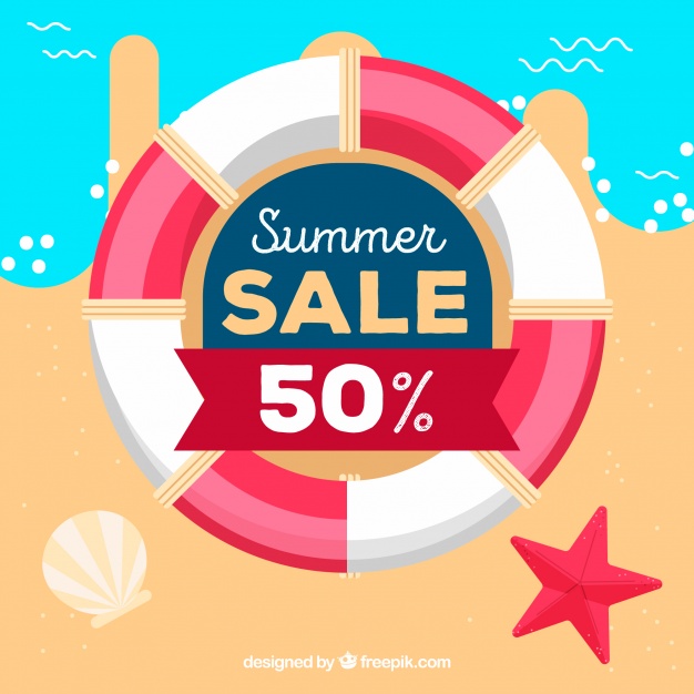 626x626 Summer Sale Background With Life Belt Vector Free Download